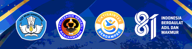 Spanduk resmi PKKMB Poliban 2026 memuat lambang Tut Wuri Handayani, Politeknik Negeri Banjarmasin, Diktisaintek Berdampak, dan HUT ke-81 Republik Indonesia